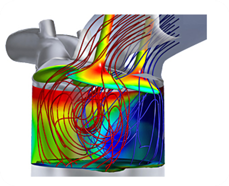 Gas flow and heat analysis in the engine development process 